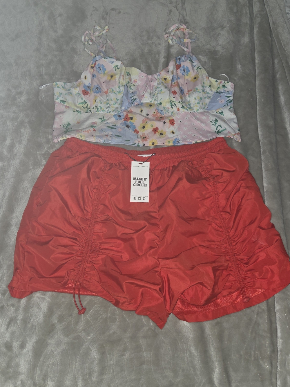 Jolie and joy shorts and shein floral crop top bundle